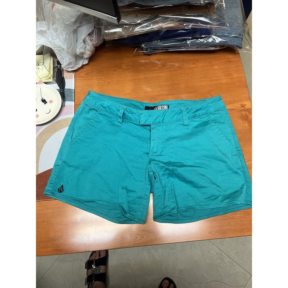 Volcom Women's size 0 / 24 Turquoise Teal Aqua Blue Chino Shorts Frochickie V5